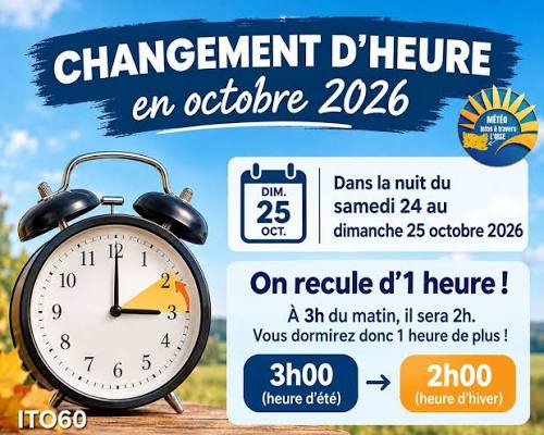 Le changement d'heure aura lieu dès le 25 octobre : le plus tôt dans le  calendrier depuis 2020 ! ⏰ Dans la nuit du samedi 24 au dimanche 25 octobre  2026, nous