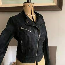 New Look Uk Size 12 Black Vintage Style Leather Biker Jacket Nubuck Leather Newlook Biker Casual New Look Uk Biker Jacket Jackets
