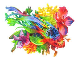 Rainbow Koi An Art Print By Sonja Oldenburg Koi Fish Drawing Fish Drawings Koi Art