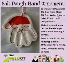 Santa Ornaments Made From Hand Print In Salt Dough Kids Christmas Christmas Crafts Christmas Ornaments