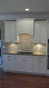 Removed The Microwave And Built The Raised Cabinet Installed The Crown Moulding In Kitchen Backsplash Designs Travertine Backsplash Trendy Kitchen Backsplash