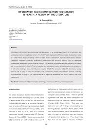 Pdf Information And Communication Technology In Health A Review Of The Literature