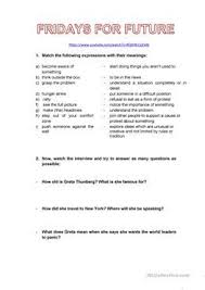 Interview With Greta Thunberg Vocabulary Activities Comprehension Activities Reading Writing