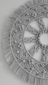 Macrame Mandala Gris Niebla Plateada Etsy Macrame Patterns Tutorials Macrame Patterns Macrame Design