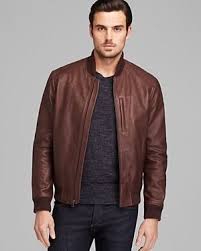 695 Cole Haan Varsity Leather Jacket Brown Leather Bomber Jacket Mens Leather Bomber Jacket Leather Jacket Men