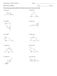 These worksheets and lessons help students learn how to manipulate the use of the law of sines to determine missing measures. Law Of Sines Triangle Elementary Geometry