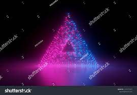 3d Render Abstract Background Triangle Portal Glowing Dots Screen Pixels Neon Lights Virtual Reality Pink Blu Abstract Backgrounds Background Laser Show