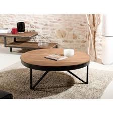 Table Basse Ronde Style Industriel En Bois Teck Pieds En Metal O 90 Cm Table Basse Ronde Bois Table Basse Table Basse Ronde