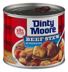 Quick stew 'n biscuits, hearty beef pot pie, busy lady beef bake, etc. Dinty Moore Hearty Meals Beef Stew