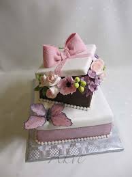 Birthday Gift Cake And Flowers For A Celebration Of 70th Birthday Gift Box Cakes Special Event Cakes Box Cake