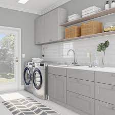Which grey or white paint color would you have chosen as a neutral paint color for your walls? Gracious Gray Laundry Room Laundry Room The Home Depot Grey Laundry Rooms White Laundry Rooms Laundry Room Design