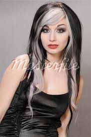 Black And White Grey Long Goth Vampire Hair White Hair Highlights Beautiful Gray Hair Black White Hair