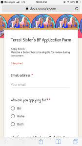 (if the api isn't listed in the api console, then skip this step.) when your application needs access to user data, it asks google for a particular scope of access. Bri Teresi On Twitter New Twitch Segment Fill Out The Boyfriend Application Single Ready To Mingle Https T Co Aqsvwup3ek