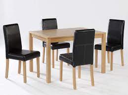 Black leather dining room chairs set of 4. Lpd Oakridge 117cm Oak Dining Table And 4 Black Faux Leather Chairs Set