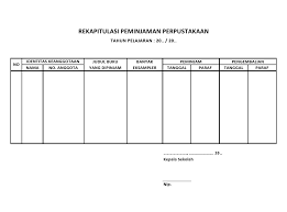 Contoh buku peminjaman/pinjaman perpustakaan sekolah format excel ini merupakan file terbaru yang akan saya bagikan dalam postingan kali ini khususnya dalam melengkapi administrasi perpustakaan yang anda kelola disekolah. Buku Pinjaman Perpustakaan Sekolah Sekolah Dasar Negeri 125543