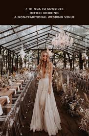7 Things To Consider Before Booking A Non Traditional Wedding Venue Green Wedding Shoes In 2020 Wedding Dress Champagne Gorgeous Wedding Dress Bohemian Wedding