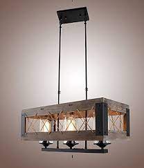 Sale Price 199 Wood Rectangular Pendant Lighting Chandeliers Kitchen Island Lig Kitchen Island Chandelier Retro Lighting Fixture Kitchen Lighting Fixtures