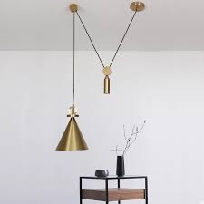 Lukloy Suspension Brass Color Adjustable Pendant Light Pulley Bedside Hanging Lamp Hanglamp Bedroom Living Room Pendant Lamp Pendant Lights Aliexpress