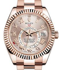 This distinctive watch is characterized by its second time zone display on an. Rolex Sky Dweller 326935 Men S 42mm Sundust Roman 18k Rose Gold Oyster Brand New