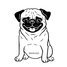 Funny Cute Adorable Pug Puppy Smiling Puppy Svg Dog Svg Etsy Forpuppysmile Pug Art Dog Drawing Black And White Cartoon