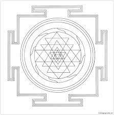 The tibetan monks of the drepung loseling monastery produced a sand mandala for new york city as a. Tibetan Sri Yantra Mandala Coloring Pages Mandala Coloring Pages Coloring Pages For Kids And Adults