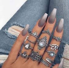Acrylic dark color nail designs. 28 Ideas Nails Acrylic Coffin Dark Grey For 2019 Cute Acrylic Nails Coffin Nails Ombre Grey Nail Designs
