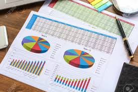 financial printed paper charts graphs and diagrams science