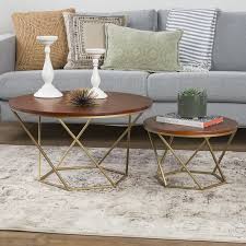 Dunavant Frame 2 Piece Bunching Tables Nesting Coffee Tables Gold Coffee Table Mid Century Modern Coffee Table