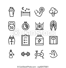 180 видео 9 213 просмотров обновлен 13 мар. Healthy Lifestyle Fitness Line Icons Vector Set Editable Stroke Gym Nutrition And Sleep Fit Athlete Body Routine Canstock