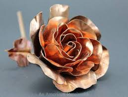 How to turn a piece of sheet metal into a beautiful welded metal rose! Copper Rose Metal Rose Handmade By An American Metalsmith