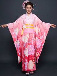Red Floral Print Matte Satin Kimono For Women Japanese Traditional Dress Traditional Japanese Kimono Japanese Traditional Clothing