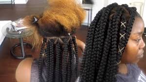 Braid the right over the centre, then the left over the right and continue to braid that section. How To Tuck Colored Hair Into Braiding Hair Jumbo Box Braids Views From A Living Room Stylist Youtube
