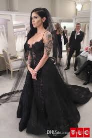 Was the husbands birthday the 24th so got all dressed up to take pictures. 2020 Black Spaghetti Straps Wedding Dresses Lace Sweep Train Gothic Style Mermaid Bridal Gown Custom Made Ball Gowns Lace Wedding Dress From Sweetlife1 126 10 Black Wedding Dresses Black Wedding Gowns Bridal Gowns Mermaid