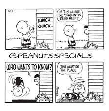 First Appearance January 18 1968 Charliebrown Lucyvanpelt Knockknock Crabin Being Held Whowantstoknow In 2021 Snoopy Comics Snoopy Love Black And White Comics