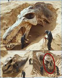 Ai-generated giant skull in desert landscape
