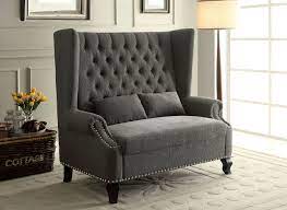 Garden mile® acacia hardwood garden love seat twin jack and jill seat with square table. Amazon Com Furniture Of America Adia Romantic Wingback Love Seat Chair Gray Furniture Decor