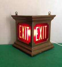 Extremely Rare Vintage Brass Glass Exit Sign Light Art Deco Circus Cinema Sign Lighting Exit Sign Light Art