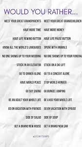 Look for some fun would you rather questions for couples for date night? 11 Would You Rather Ideas Would You Rather Would You Rather Questions Interesting Questions