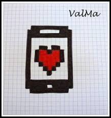 Hola Este Movil Mola Mucho Y Ademas Es De Corazones Muy Facil Para Copiar En Un Cuaderno De Pix Dibujos En Cuadricula Imagenes Cuadriculadas Dibujos Pixelados