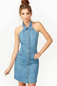 Denim Halter Dress Denim Dress Fashion Women Dress Online