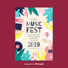 Orange piano jazz festival concert poster. Free Vector Hand Drawn Music Festival Poster Template