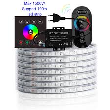 100m Smd5050 Led Light Strip Rf Wall Touch Control And Remote Control 220v Waterproof Rgb Led Tape Ribbon Ledstrip Stripe Jk Led Strips Aliexpress