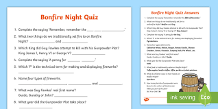 Many were content with the life they lived and items they had, while others were attempting to construct boats to. Bonfire Night Quiz For Children Teacher Made Resources
