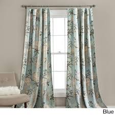 Set 2 Light Blue Brown Floral Birds Curtains Panels Drapes 95 Inch L Darkening Ebay