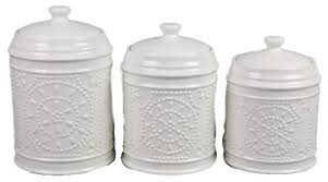 Check out our kitchen canister set selection for the very best in unique or custom, handmade pieces from our canister sets shops. White Embossed 3 Piece Kitchen Canister Set Decorist