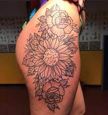 Photo By Jacolynredden On Instagram Indiana Indianapolis Greenwood Greenwoodindiana Flowers Sunflower Tattoo Thigh Hip Tattoo Sunflower Tattoo Sleeve