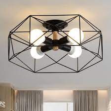 Geometric Semi Flush Mount Modern Metal 4 Lights Black Semi Flush Mount Light With Wir Black Ceiling Lighting Bedroom Light Fixtures Light Fixtures Flush Mount