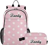 Emelivor Mochilas de punto rosa personalizadas para niñas y niños mochila  mochila primaria, Rosado con puntos, Punto rosa