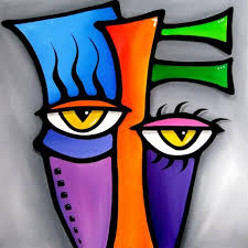 Abstract Face Canvas Print Original Modern Pop Art Contemporary Painting By Fidostudio Peepers Original Abstract Art Painting Modern Pop Art Cubist Art