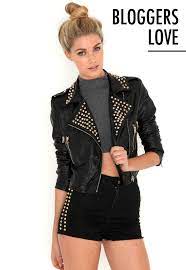 Ethell Gold Studded Biker Jacket Coats Jackets Women Jackets Women S Coats Jackets